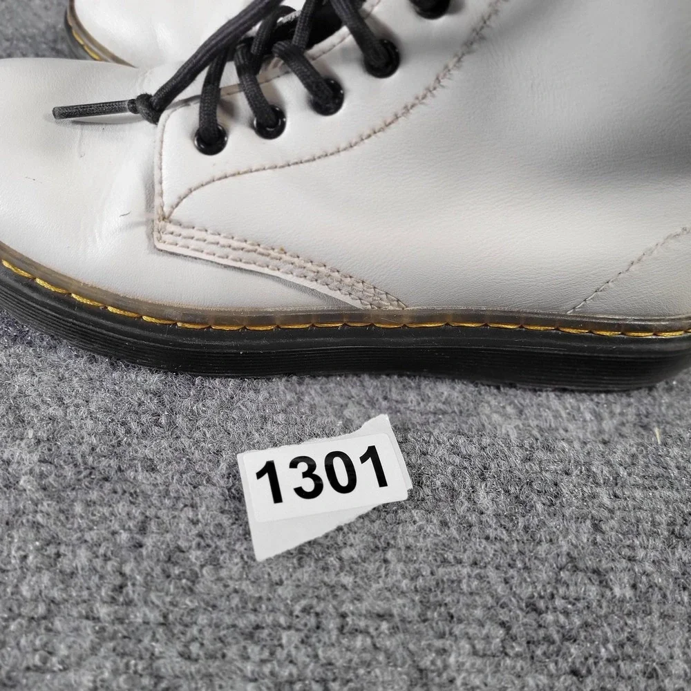 Dr. Martens Zavala J Boots Unisex Kids Size‎ 3 White Leather Combat Zip Ankle